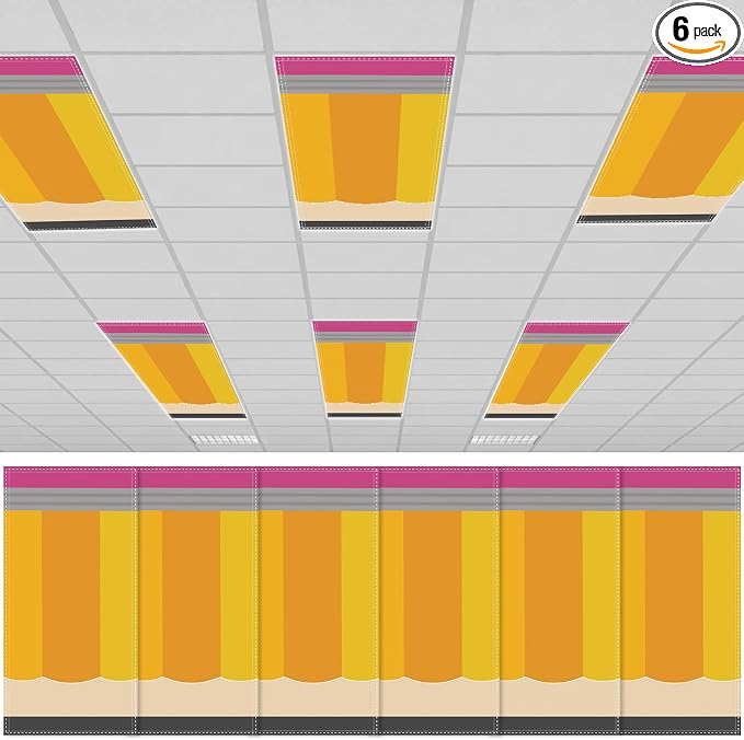 6Pcs Classroom Light Covers for Fluorescent Lights, Magnetic 2x4 FT Ceiling by Hallswl