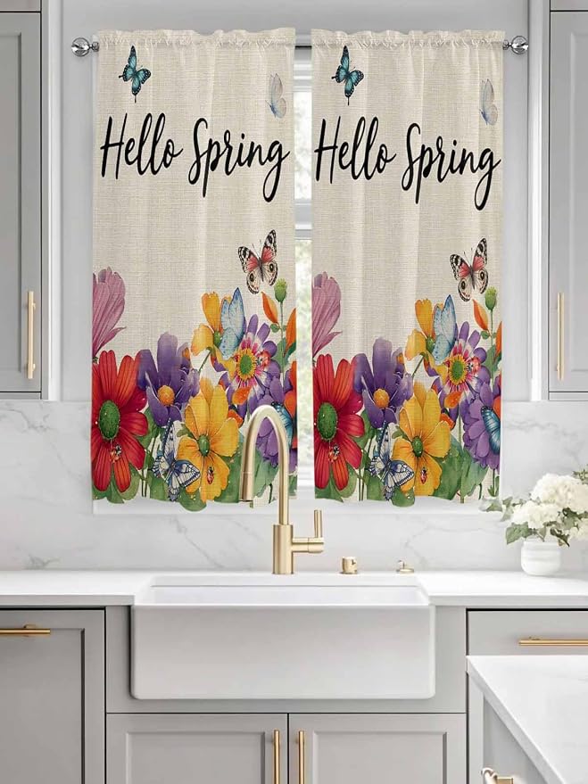 Spring Flowers Living Room Curtains 72 Inches length, Farmhouse Vintage Country - Image 3