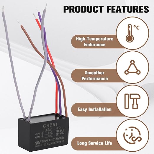 Podoy Ceiling Fan Capacitor CBB61 5 Wire - Image 5