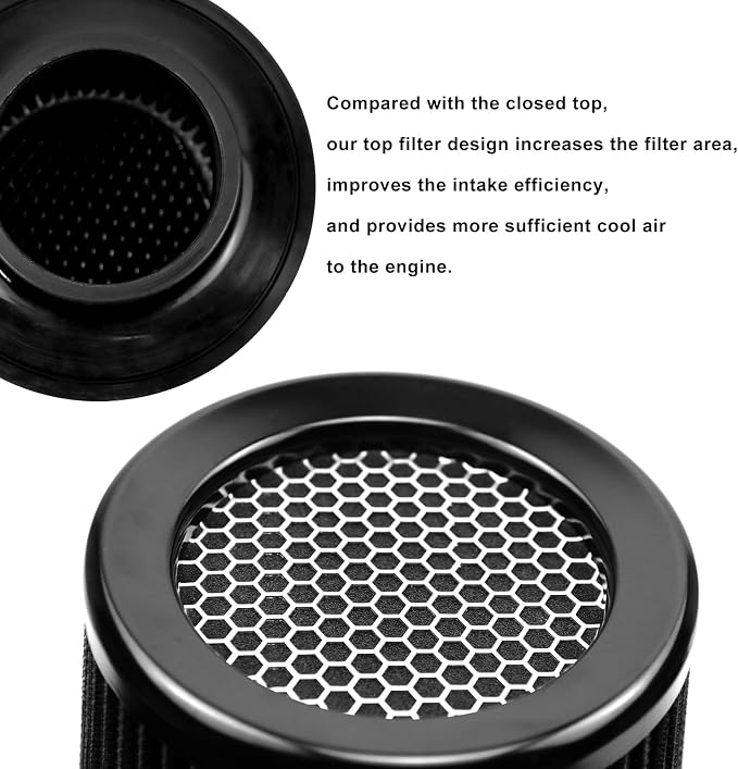 RYANSTAR 76mm 3" High Flow Round Tapered Cone Cool Air Filter Cleaner - Image 5