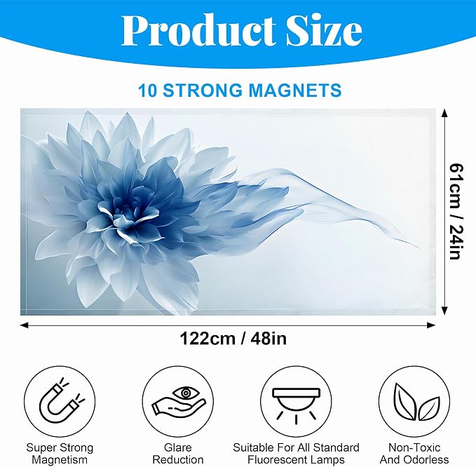 2 Pack Fluorescent Light Covers- 4 x 2 Feet Magnetic Ceiling Light Cover Room - Image 2