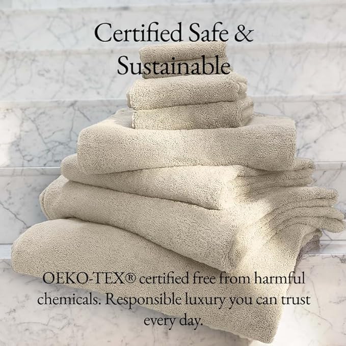 Italic Ultraplush Luxe 6 Piece Towel Set – 2 Bath Sheets, 2 Hand Towels, 2 Washcloths – 800GSM Soft, Highly Absorbent & Quick Drying, Resort Grade 100% Australian Cotton Towels (Sand)