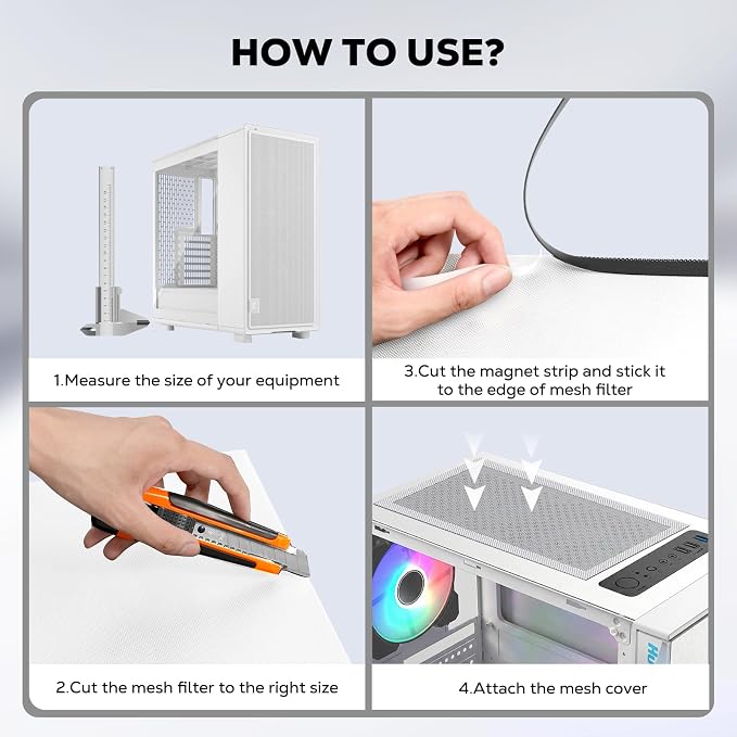 MoKo 400x300mm DIY PC Case Dust Mesh Filter, PVC Dustproof Magnetic Dust Filter - Image 5