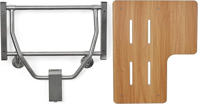 Seachrome 28" x 22.5” Teak Reversible Folding Transfer Tub/Shower Seat, ADA Compliant