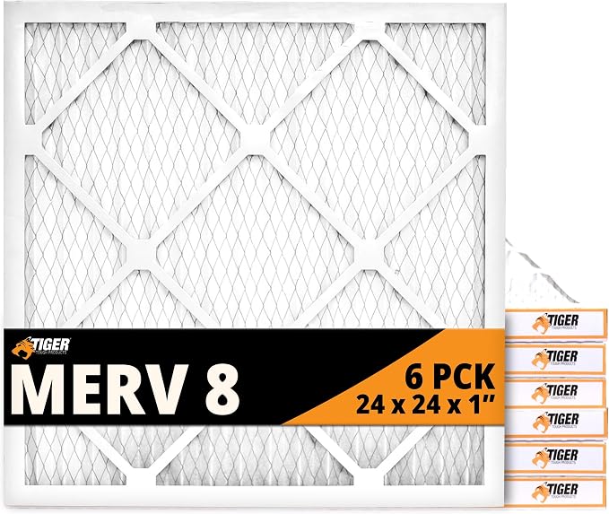 Tiger Tough 24x24x1 Air Filter MERV 8 MPR 600-800, High-Performance Pleated by TIGERTOUGHPRODUCTS