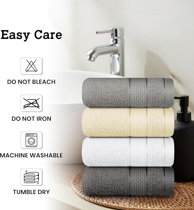 Casa Lino Face Towels & Body Wash Cloths for Showering - 100% Cotton Wash Cloths for Bathroom - Highly Absorbent & Quick Drying Washcloth Set - Cotton Washcloths 24 Pack (12" x 12") - (Multicolor I)