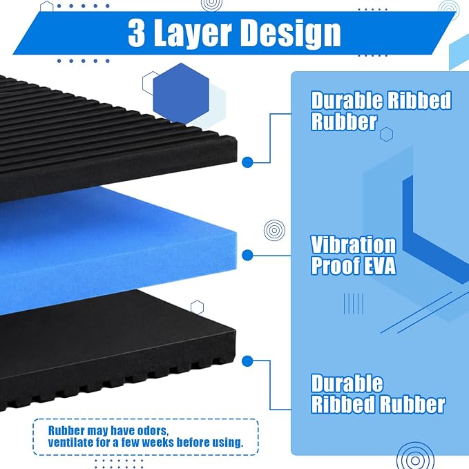 13x10.5 Inch Anti Vibration Pads, Sound Isolation Vibrating Pad Ribbed Rubber - Image 4