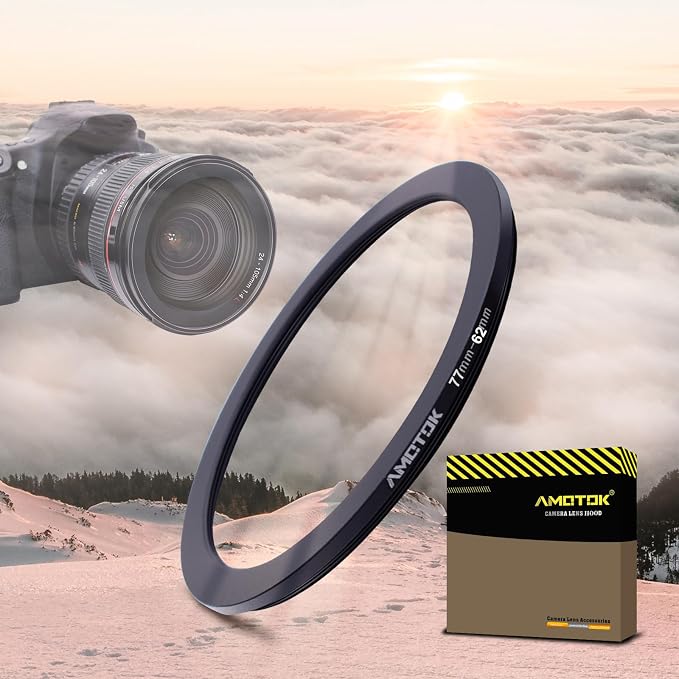 77mm Lens to 62mm Camera Lens Adapter, 77mm to 62mm Filter Step-Down Ring by AMOTOK