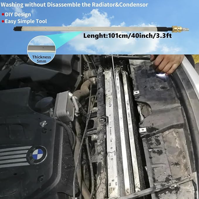 Lucstar Radiator Cleaning Wand & Car A/C Condenser Cleaner， Engine Cabin Air - Image 2