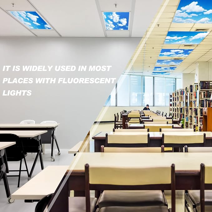 Amylove 4 Pcs Fluorescent Light Covers Classroom Ceiling Panels Light Filters - Image 3