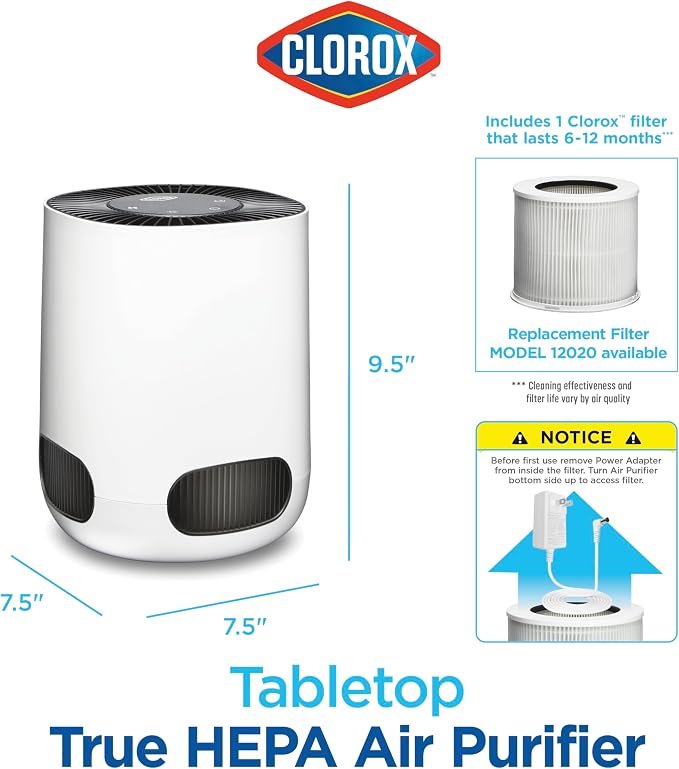 Clorox Air Purifiers for Bedroom Home, True HEPA Filter, Small Rooms Up to 200 - Image 7