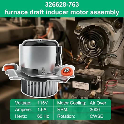 326628-763 HC21ZE122A Furnace Draft Inducer Motor, Compatible - Image 3