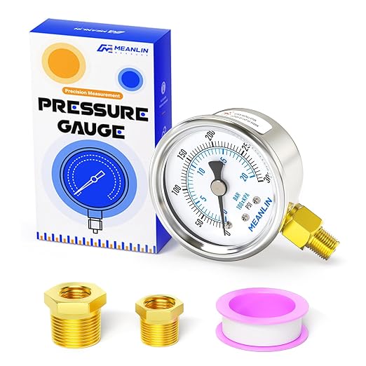 MEANLIN MEASURE 0~300Psi Dry Pressure Gauge Stainless Steel 1/8" NPT 2" FACE by MEANLINMEASURE