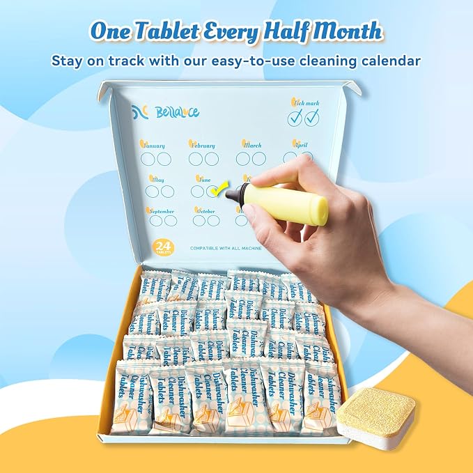Dishwasher Cleaner Tablets Deodorizer Pods-24 Pack Deep Cleaning Dish Washer - Image 8