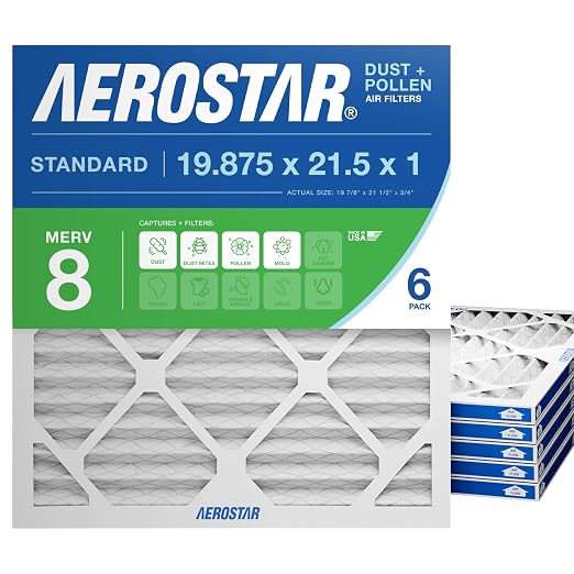 Aerostar 19.875x21.5x1 MERV 8 Air Filter, ACTUAL SIZE, Air Conditioning & by AirFiltersDelivered
