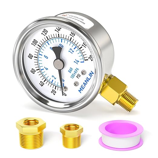 MEANLIN MEASURE 0~200Psi Dry Pressure Gauge Stainless Steel 1/8" NPT 2" FACE by MEANLINMEASURE