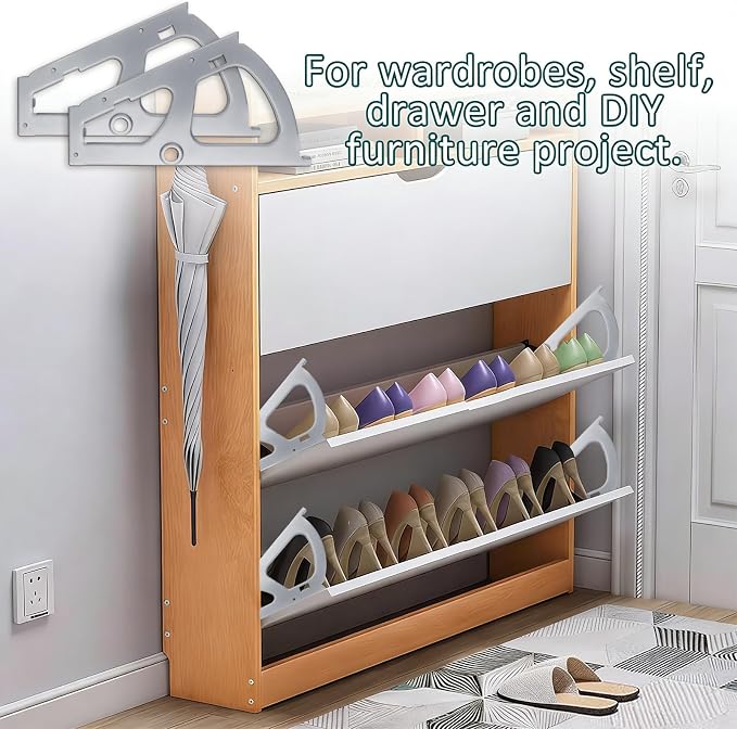 Litoexpe 1 Layers Silver Shoes Drawer Cabinet Hinges, Stainless Steel Shoe - Image 7