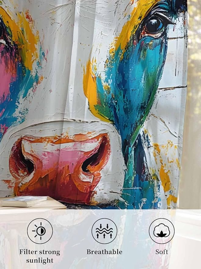 Sheer Curtains 96 Inches Long, Farmhouse Oil Painting Semi Sheer Curtains Light - Image 6
