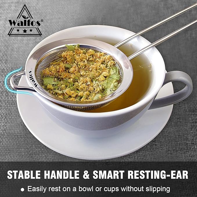 Walfos Small Fine Mesh Tea Strainer, Mini Stainless Steel Sieve - Image 3