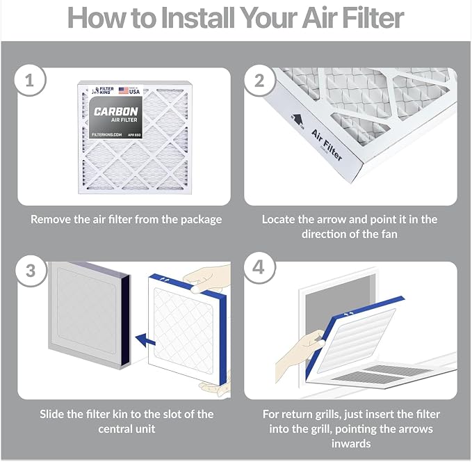 Filter King 14x17.5x1 Air Filter | 4-PACK | Carbon MERV 8 HVAC Pleated A/C - Image 4