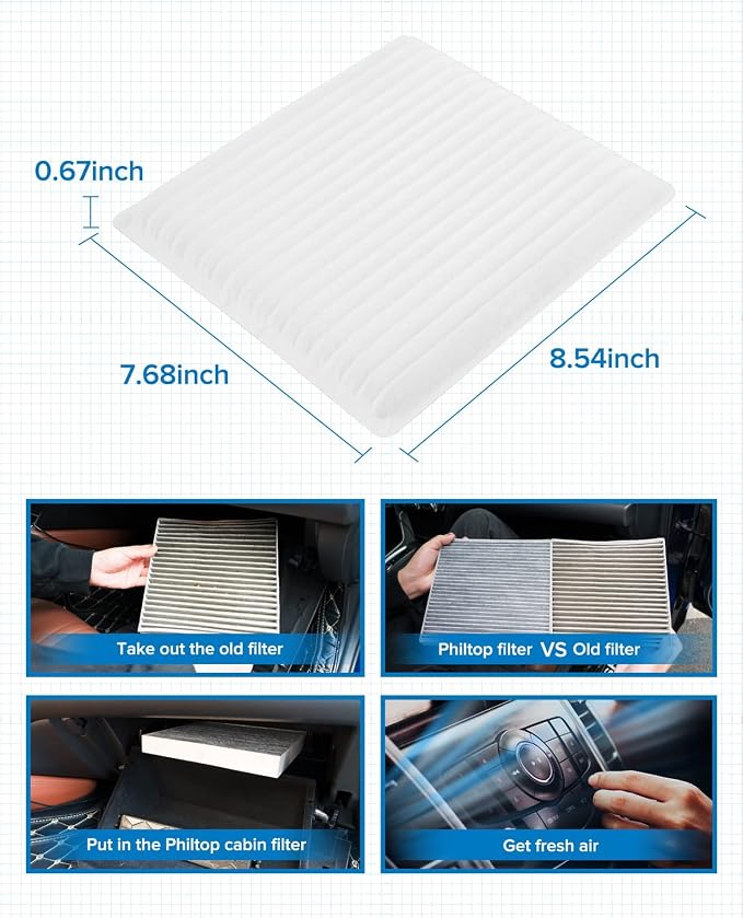 PHILTOP HEPA Cabin Air Filter w/Activated Carbon, Compatible - Image 6