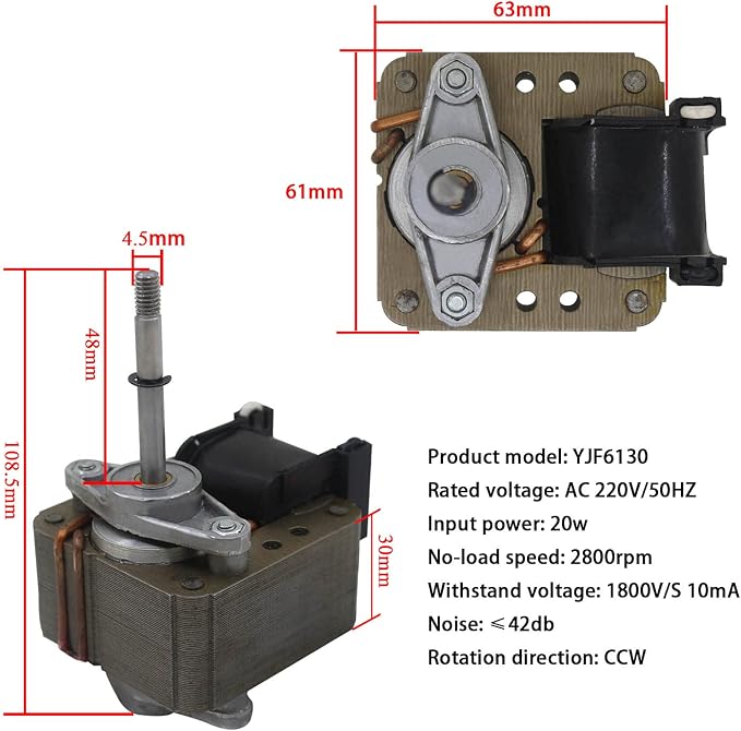 motor air purifier structure fan motor Pure copper coil 220v 2800 rpm shaded - Image 3