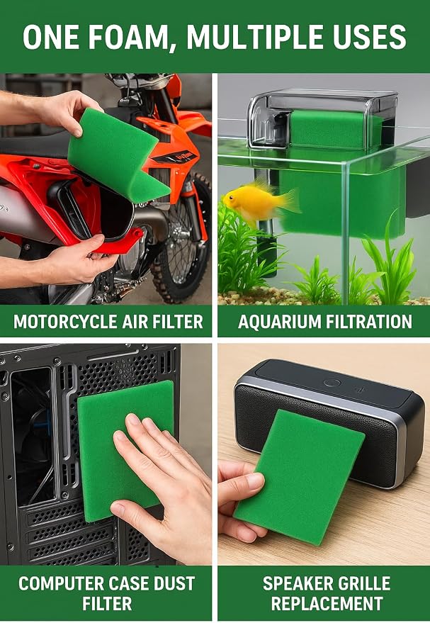 Universal Foam Air Filter Material Sheet – 14" x 17" x 5/8", 65 PPI Green Fine - Image 4
