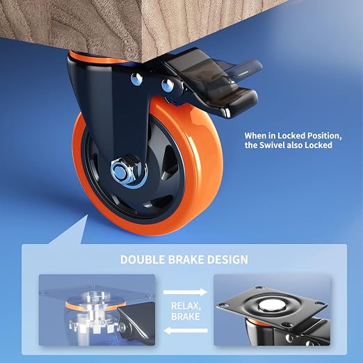 4 Inch Caster Wheels Heavy Duty 2200Lbs, Casters Set of 4 - Image 5