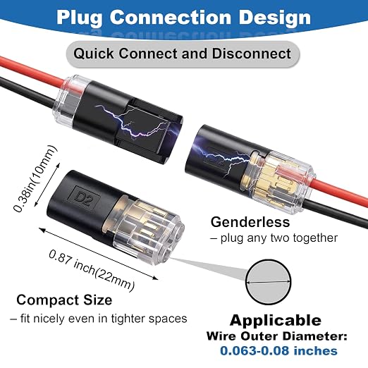 100PCS Double Wire Plug in Connector, No Stripping Lock Strip Connector - Image 3