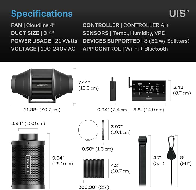 AC Infinity Air Filtration PRO Kit 4”, AI Controller - Image 7