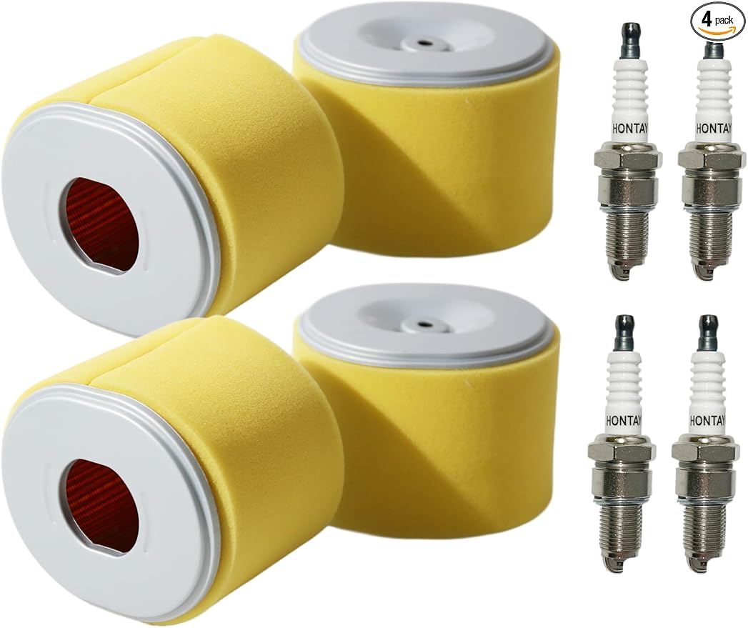 4 Pack GX270 Air Filter w/Spark Plugs Replace Honda GX240 8HP 9HP Engine by HONTAYOKA