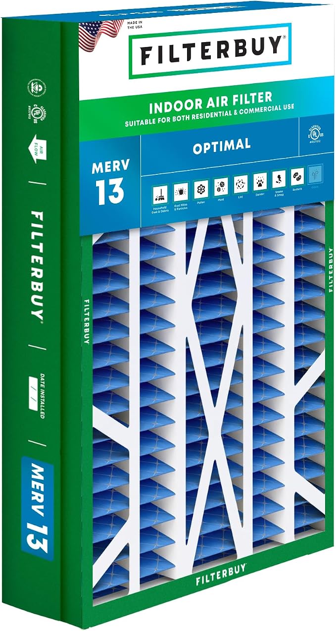 Filterbuy 14.5x27x5 Air Filter MERV 13 Optimal Smoke & Allergy Defense by Filterbuy