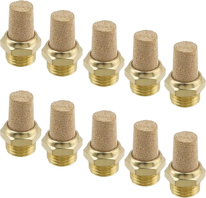 Wealrit 10 PCS Pneumatic Exhaust Mufflers, 1/4" Male Thread Hex Copper Air by Wealrit
