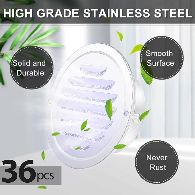 Zonon 36 Pcs Stainless Steel Soffit Vents 4 Inch Round Dryer Vent Cover - Image 4