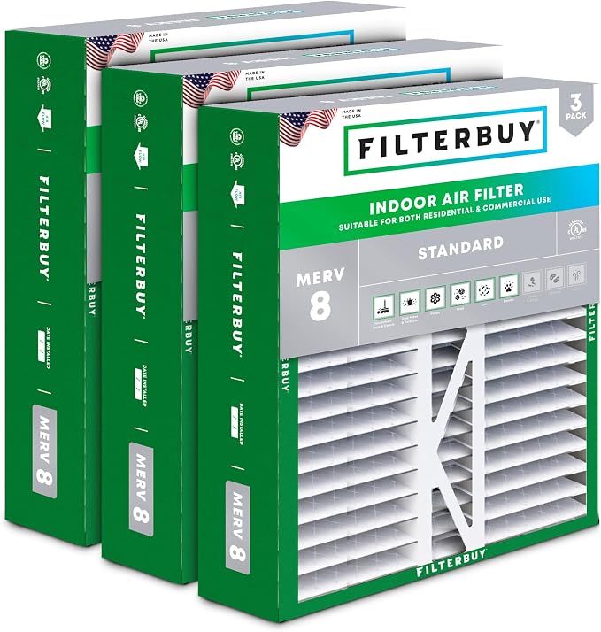 Filterbuy 16x22x5 Air Filter MERV 8 Essential Dust & Allergy Defense, Pleated by Filterbuy