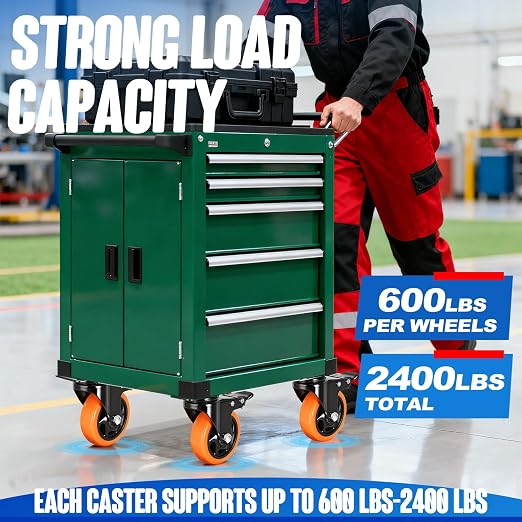 Caster Wheels, 4 Inch Caster Set of 4, Dual Locking PU Casters 2400LB, Swivel - Image 4