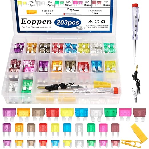 Car Fuses Assortment Kit with Fuse Puller and Circuit Tester by Eoppen