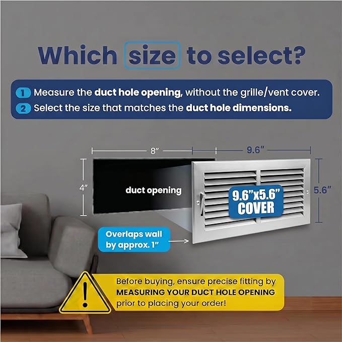 4x8 Inch Aluminum 1-Way Air Flow Vent – Vent Cover - Image 2