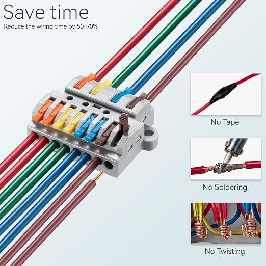 6pcs DIN Rail Terminal Blocks, DIY Splicing Wire Connectors - Image 2