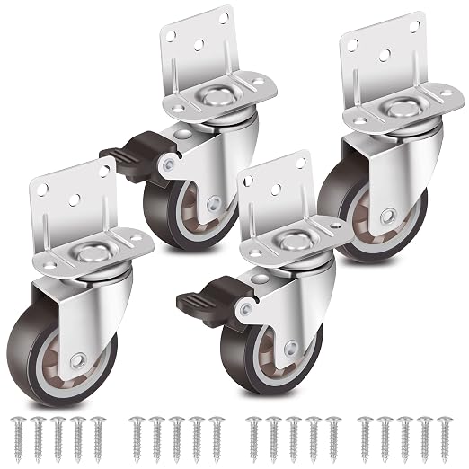 Nefish Side Mount Casters 2 Inch L-Shaped Small Rubber Caster Set of 4 by Nefish