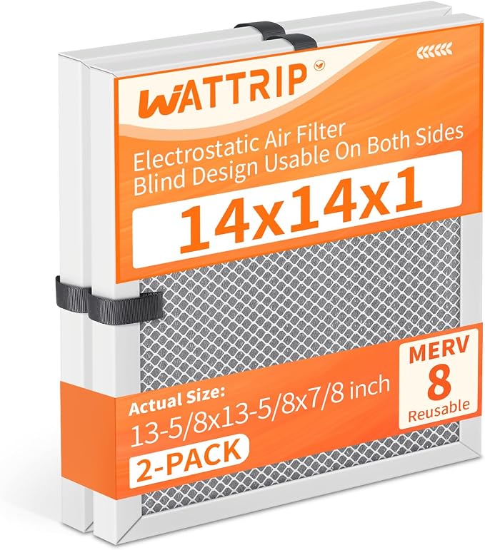 2-Pack 14x14x1 MERV 8 Reusable & Washable Electrostatic Air Filters by BreatheSmartLiveClean