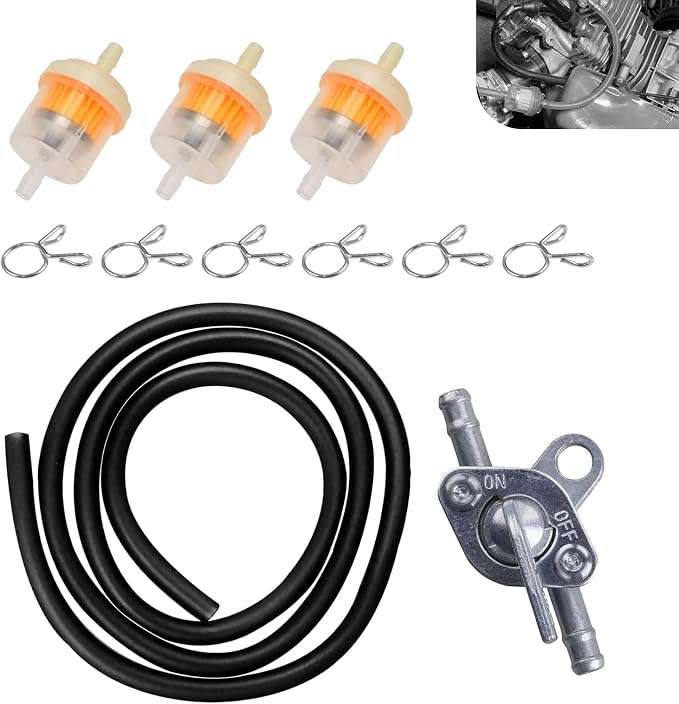 Car Fuel Filter Kit, 39.3" Hose and 3 Filter and Petcock Valve by Unknown