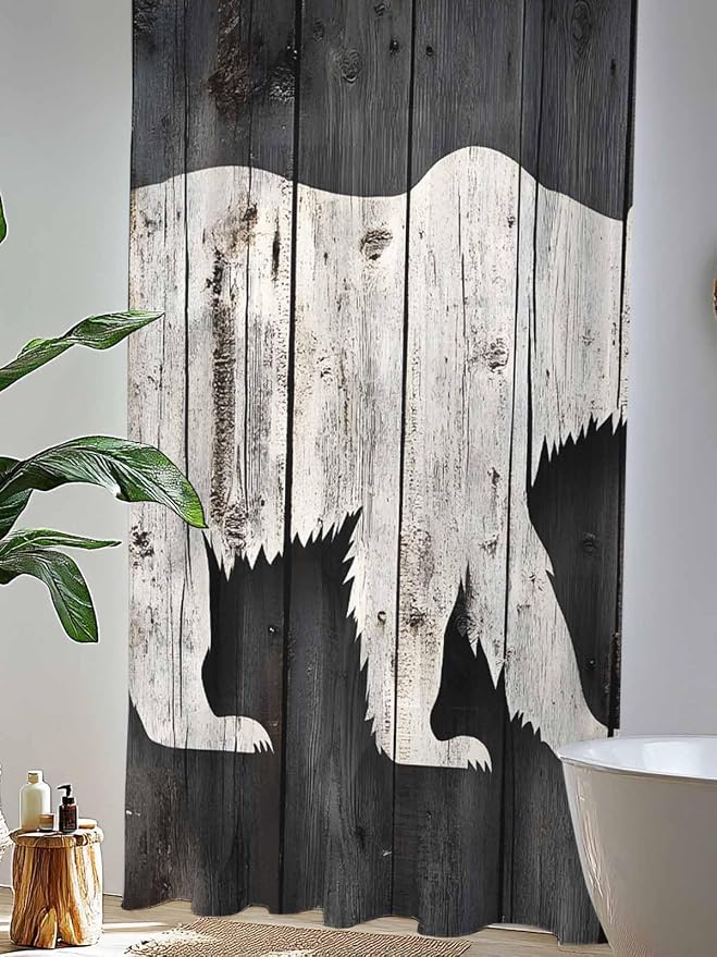 Sheer Curtains 108 Inches Long, Farmhouse Country Rustic Wooden Grain Privacy - Image 4