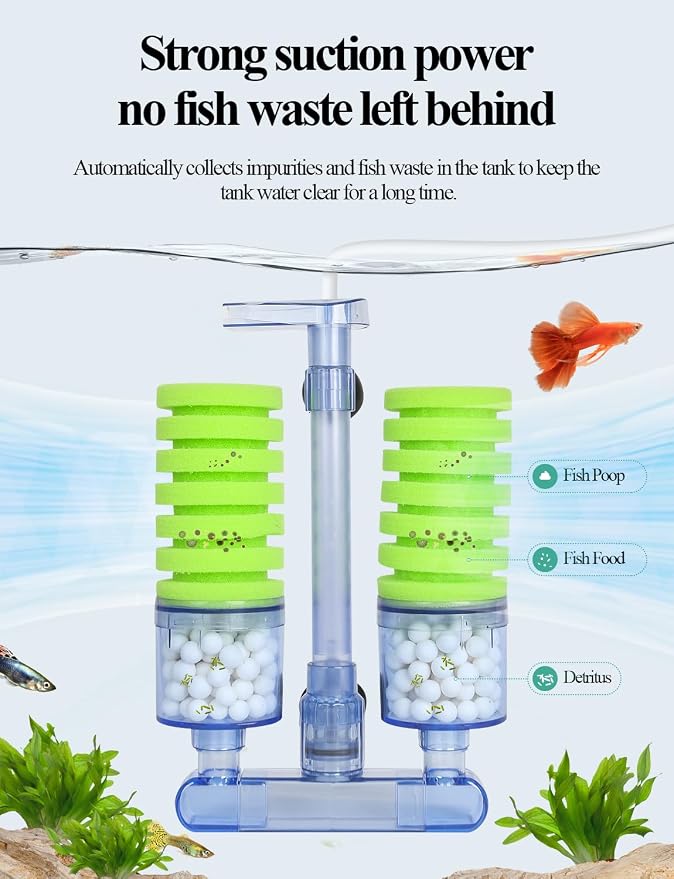 UPETTOOLS Aquarium Biochemical Sponge Filter（M）, Ultra Quite Aquarium Air Pump - Image 2