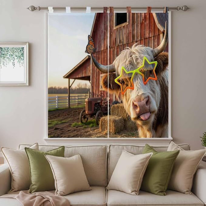 Farm Yaks Living Room Curtains 84 Inch Length, Window Curtains Tab Top - Image 9