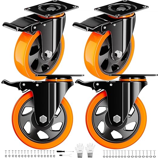 4 Inch Caster Wheels Heavy Duty 2200Lbs, Casters Set of 4 by WOZESEIK
