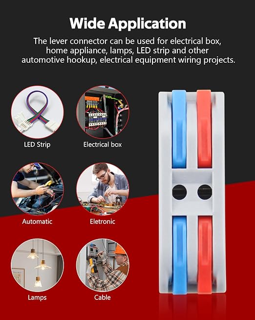 ALITOVE 2 Wire Connectors Push-in 25pcs Lever Nuts Quick Connect Wire Splice - Image 6