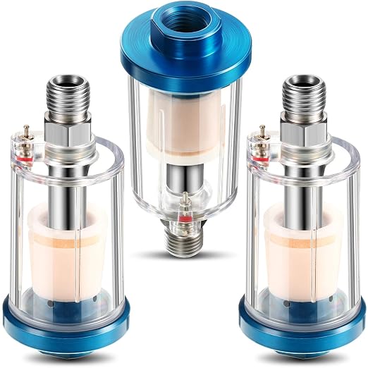 3 Pcs Compressed Air Filter Water Oil Separator 1/4 Inch NPT Inlet and Outlet by Mudder