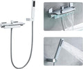 Wall Mount Tub Faucets Chrome Waterfall Tub Faucet with Sprayer, Wall Mount Tub Filler, Brass Bathtub Wall Faucet with Hand Shower, 2 Handles - JIAENLEMA