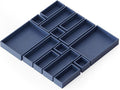 SpaceAid 14-Piece Bamboo Drawer Organizer Storage Boxes Set, Wood Tray Junk Drawer Organizers Multi-Use Divider Bins for Kitchen, Bathroom, Office Desk and Makeup Organization (14 Pack, Navy Blue)